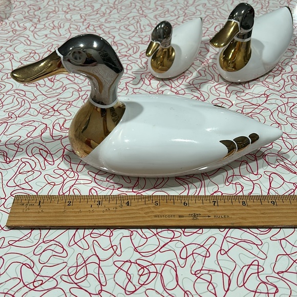 Set of 3 Ceramic Mallard Duck Figurines Made in Portugal - Picture 4 of 10